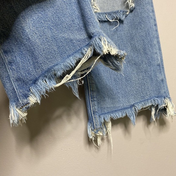 Free People We the Free Straight Leg Cropped Distressed Jeans Button Fly Size 28 - Picture 8 of 16